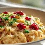 Brie Pasta mit fruchtigem Preiselbeer-Kompott – lecker & frisch!