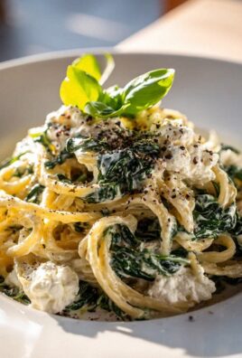 Cremige Knoblauch Pasta: Spinat & Ricotta Genuss pur