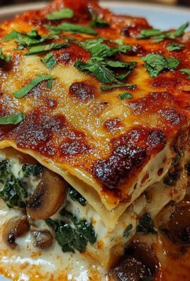 Cremige Spinat- und Pilzlasagne