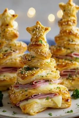 Delicious Beef turkey ham Cheese Puff Pastry Christmas Trees Recipe