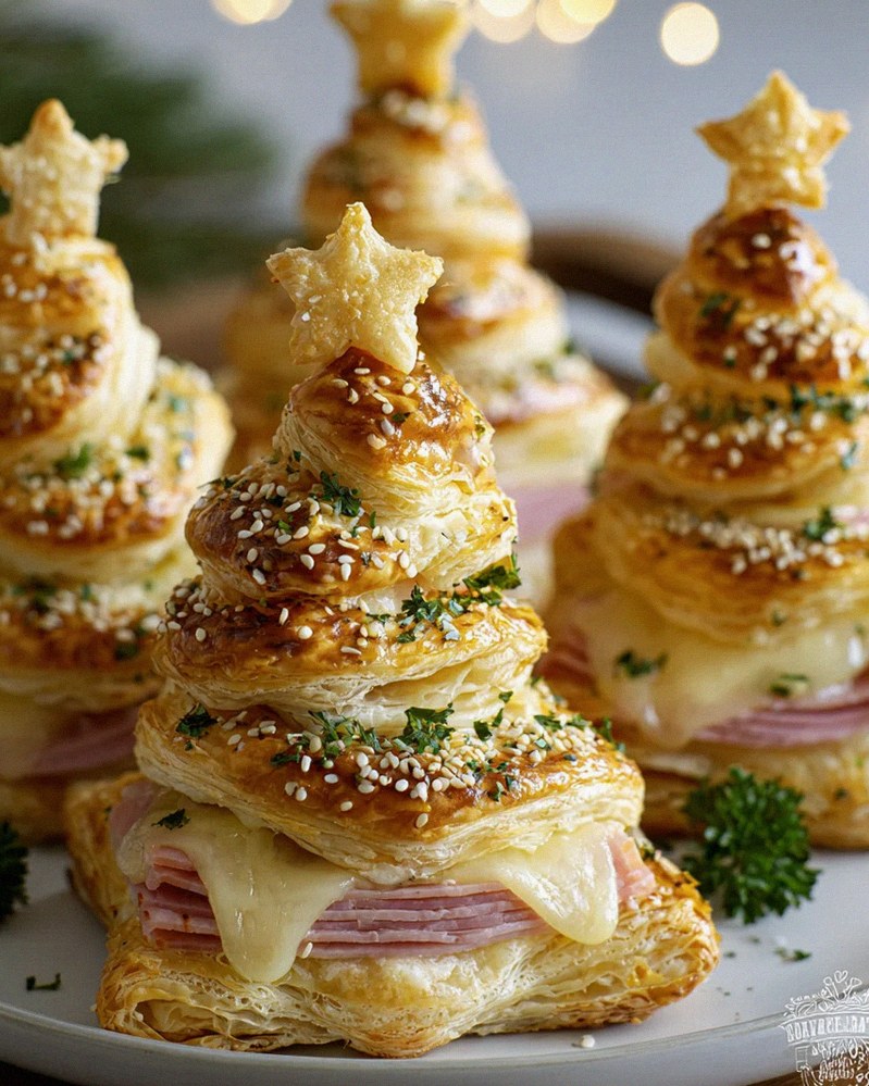 Delicious Beef turkey ham Cheese Puff Pastry Christmas Trees Recipe – Schritt 2