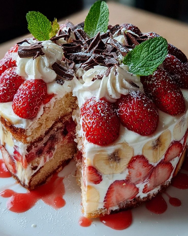 Erdbeer-Stracciatella-Bananen-Torte – Schritt 2