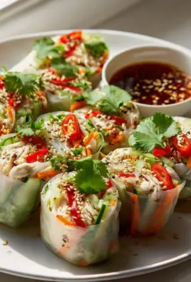 Fresh & Spicy Asian Chili Chicken Rice Paper Wraps