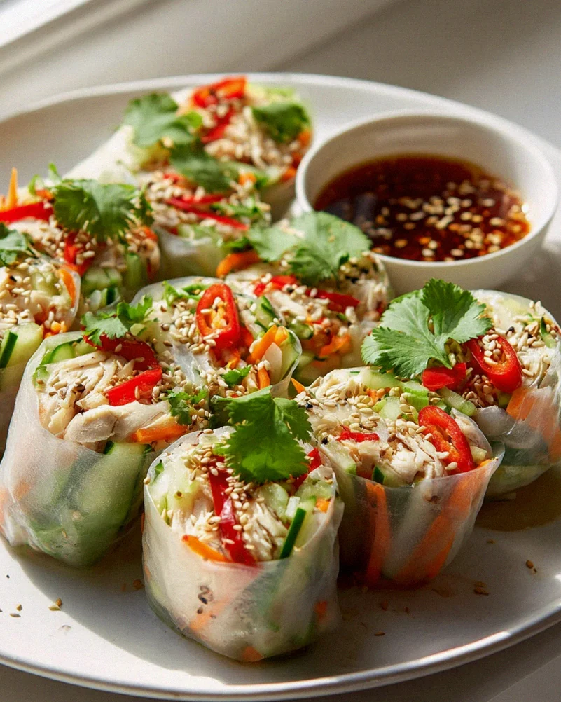 Fresh & Spicy Asian Chili Chicken Rice Paper Wraps – Schritt 1