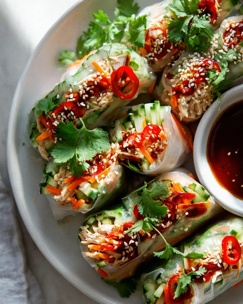 Fresh & Spicy Asian Chili Chicken Rice Paper Wraps – Schritt 2