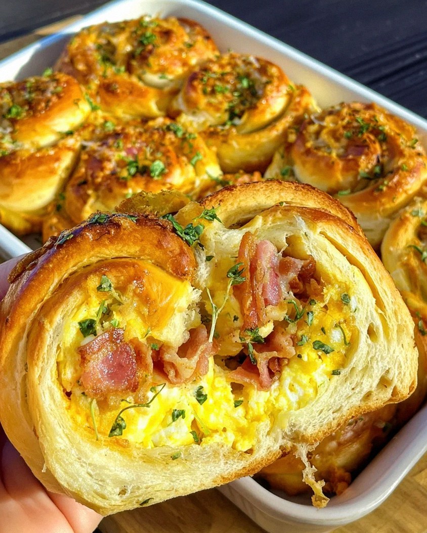 Frühstücksrollen mit Rührei, Käse und Putenspeck – Schritt 1