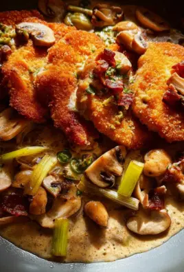Geschmorte Schnitzelpfanne in köstlicher Jägersauce