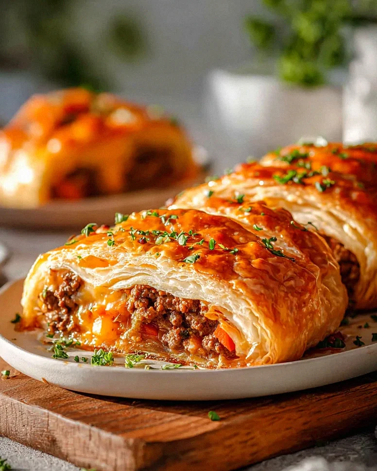 Leckere Hackfleisch Käse Blätterteig Rolle - Einfaches Rezept! – Schritt 2