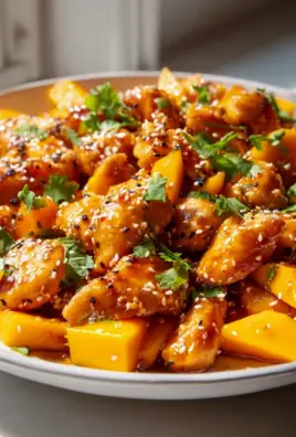 Mango-Honig-Glasur mit Sesam-Hühnchen