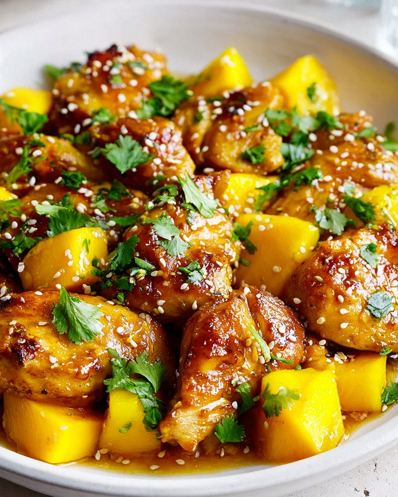 Mango-Honig-Glasur mit Sesam-Hühnchen – Schritt 2