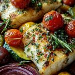 Mediterran gebackene Fischfilets mit Gemüse