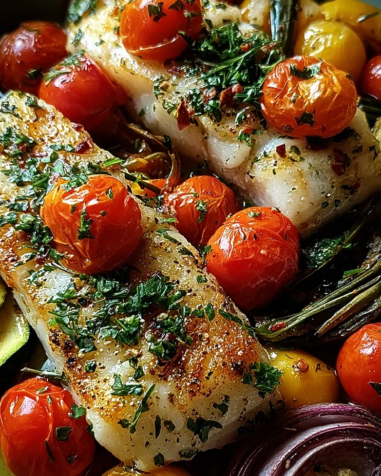 Mediterran gebackene Fischfilets mit Gemüse – Schritt 1
