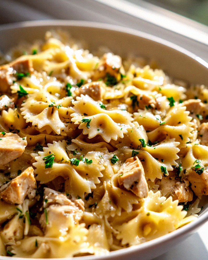 Mini Knoblauchbutter-Hühnchen Bowtie Pasta Cups Rezept – Schritt 1