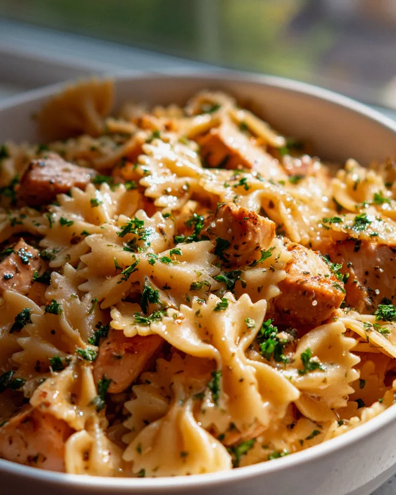 Mini Knoblauchbutter-Hühnchen Bowtie Pasta Cups Rezept – Schritt 2