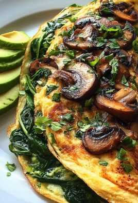 Omelett mit Pilzen, Spinat und Avocado