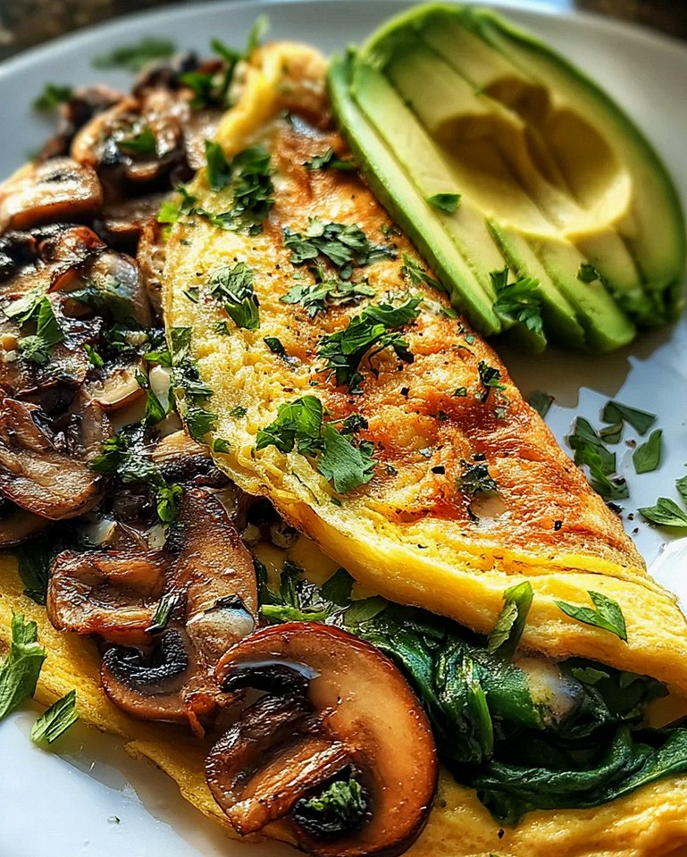 Omelett mit Pilzen, Spinat und Avocado – Schritt 1