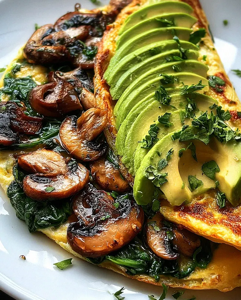 Omelett mit Pilzen, Spinat und Avocado – Schritt 2