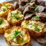 Sheet Pan Steak und Parmesan-Creme Kartoffelboote Rezept
