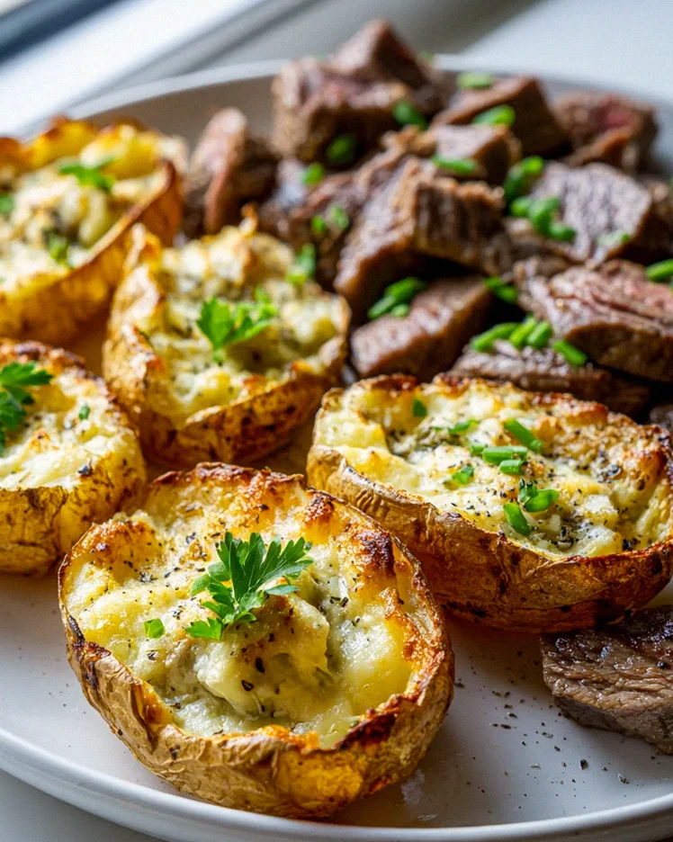 Sheet Pan Steak und Parmesan-Creme Kartoffelboote Rezept – Schritt 1