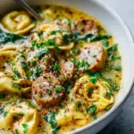 Slow Cooker Rinderwurst & Tortellini Spinat-Suppe – Cremig!