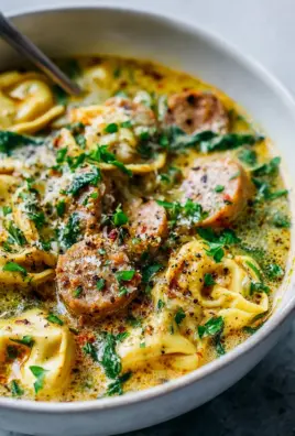 Slow Cooker Rinderwurst & Tortellini Spinat-Suppe – Cremig!
