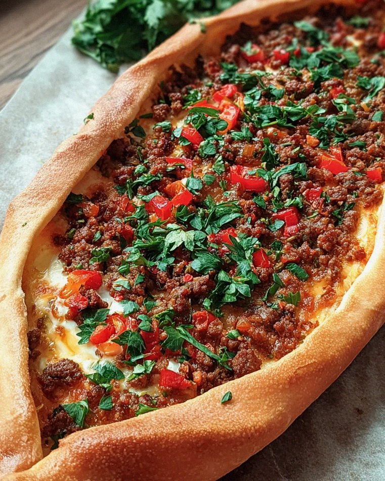 Türkische Pide mit Hackfleisch