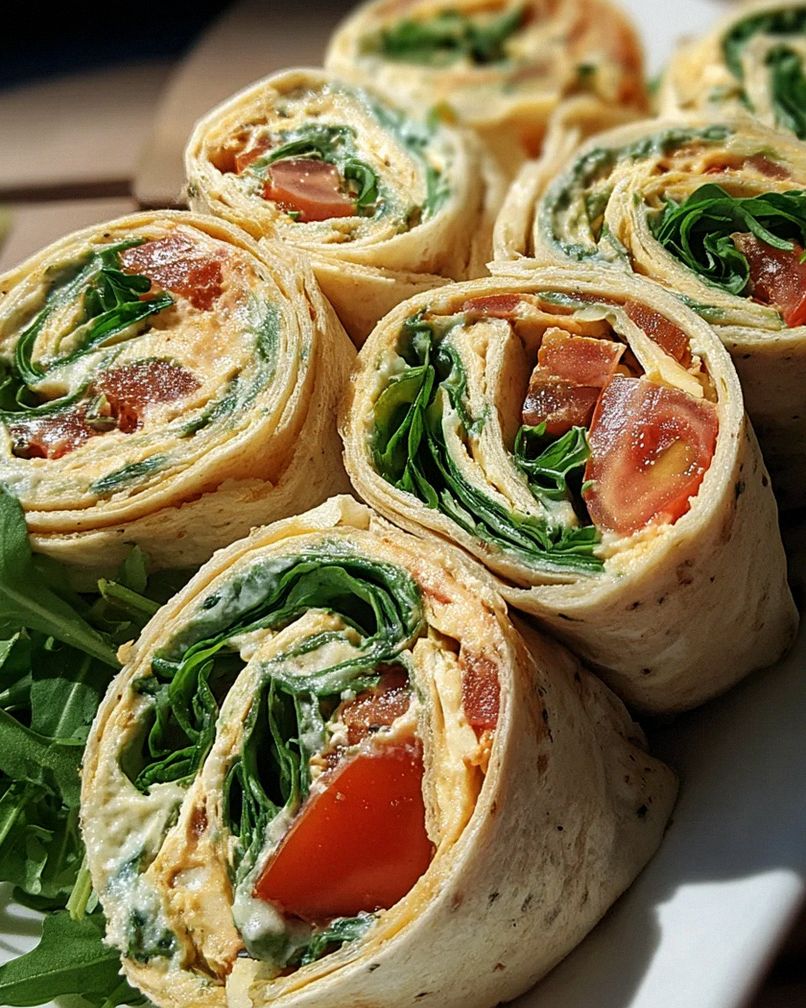 Vegetarische Wrap-Röllchen mit Rucola und Tomaten – Schritt 1